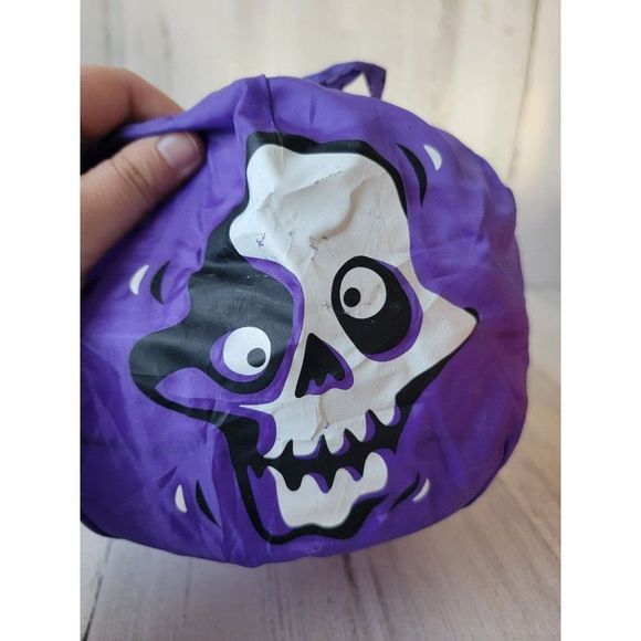Halloween Purple candy pail bucket skull skeleton face - Picture 2 of 7